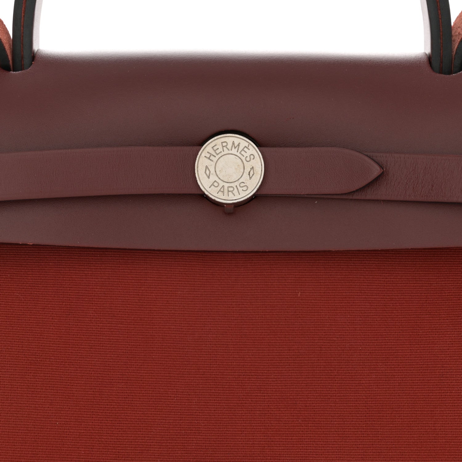 Hermes Vache Hunter Toile Herbag Zip 31 PM Rouge H Brique 9 of 13