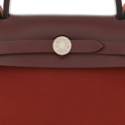 Hermes Vache Hunter Toile Herbag Zip 31 PM Rouge H Brique 9 of 13