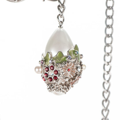 Chanel Crystal Enamel Pearl Flower CC Belt Silver 4 of 5
