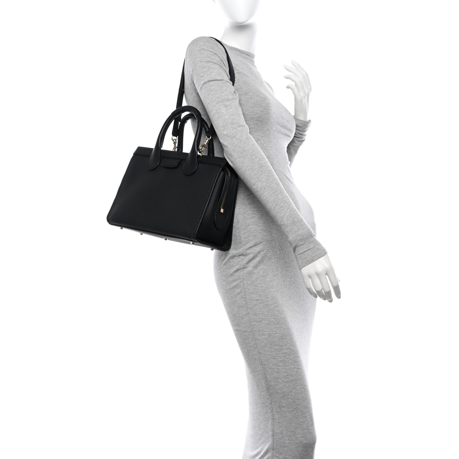 Chloe Grained Calfskin Small Edith Top Handle Bag Black 2 of 9