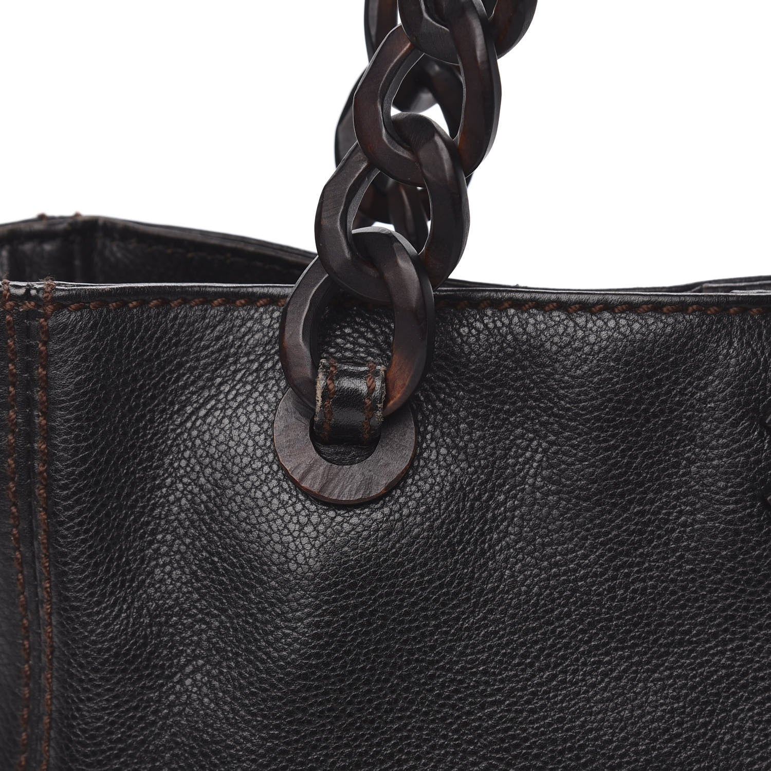 Chanel Calfskin Wood Chain Tote Black 13 of 15