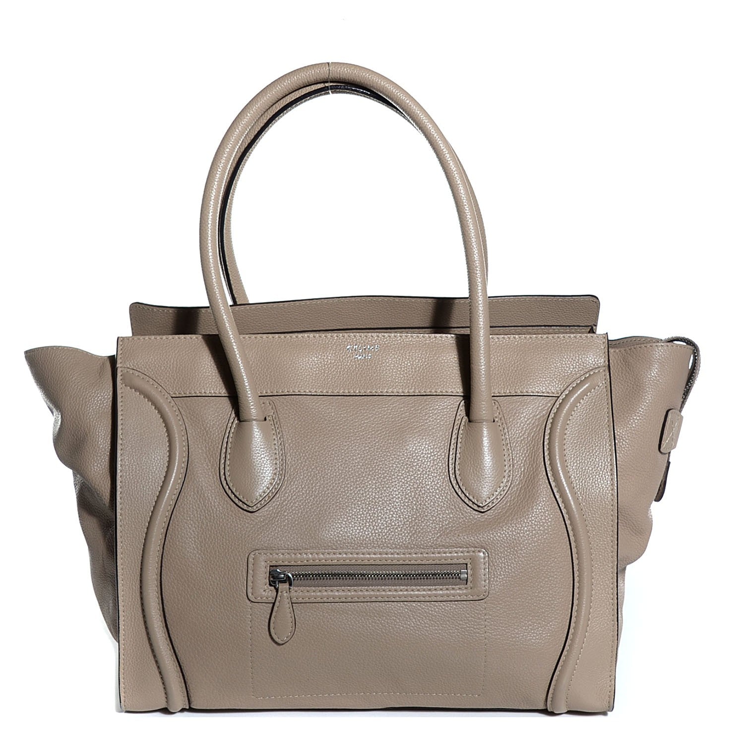 Celine Drummed Calfskin Shoulder Luggage Dune 1 of 8