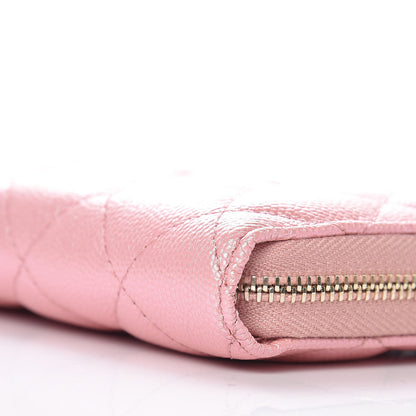 Chanel Iridescent Caviar Quilted Medium Zip Around Wallet Pink 10 of 11