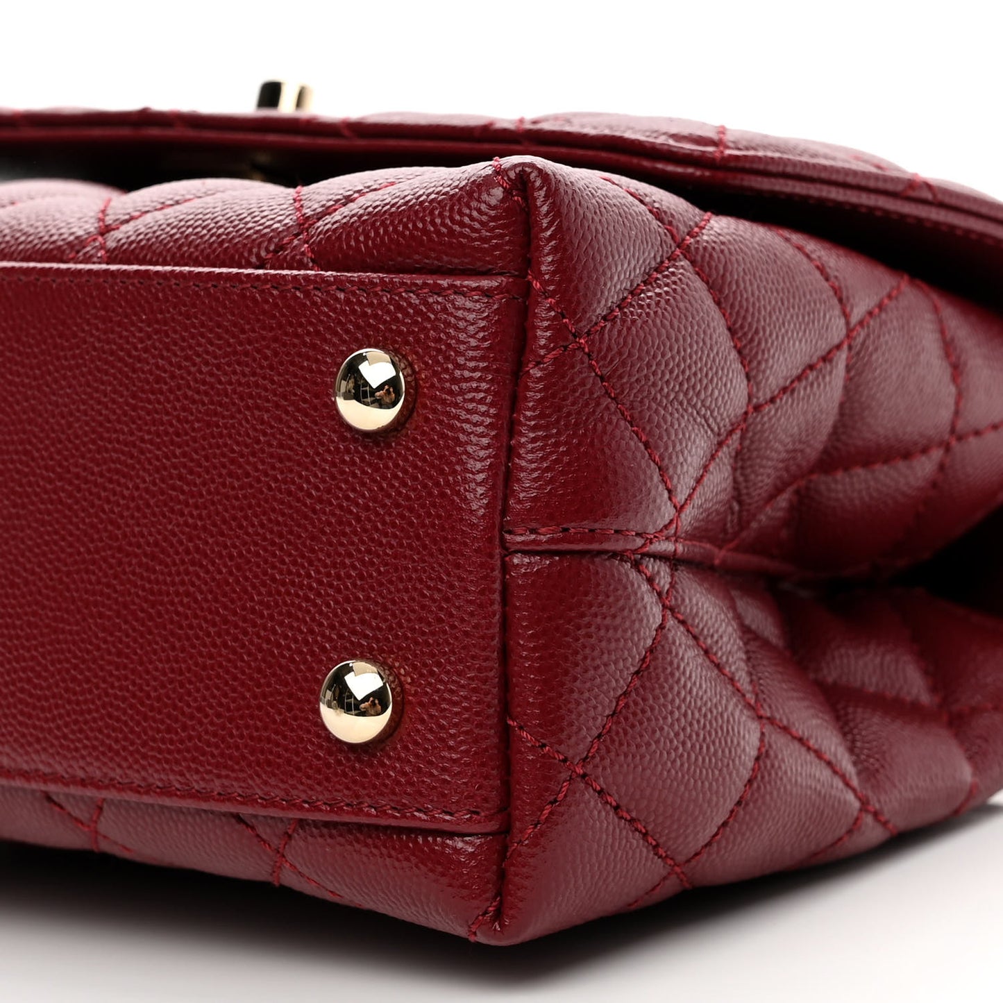 Caviar Lizard Embossed Quilted Mini Coco Handle Flap Burgundy