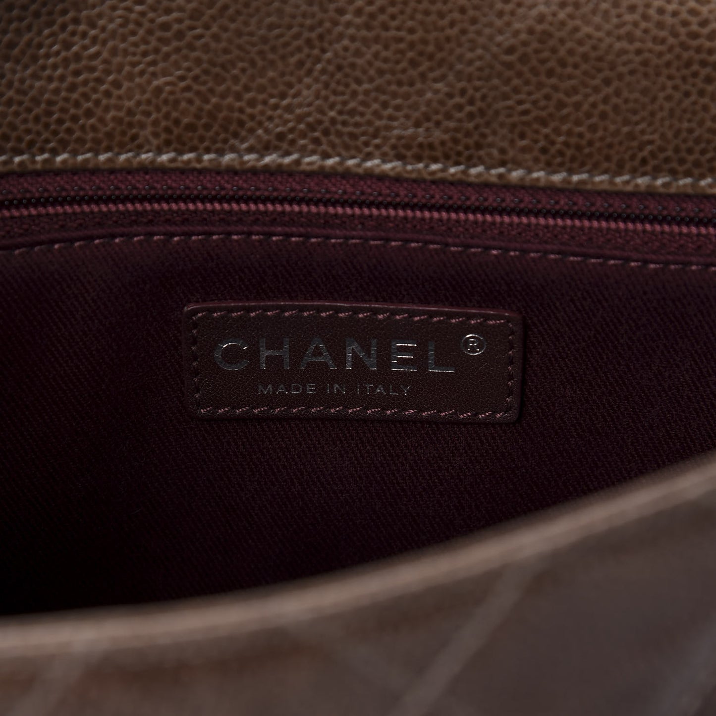 Crumpled Grained Calfskin Medium CC Crave Flap Brown