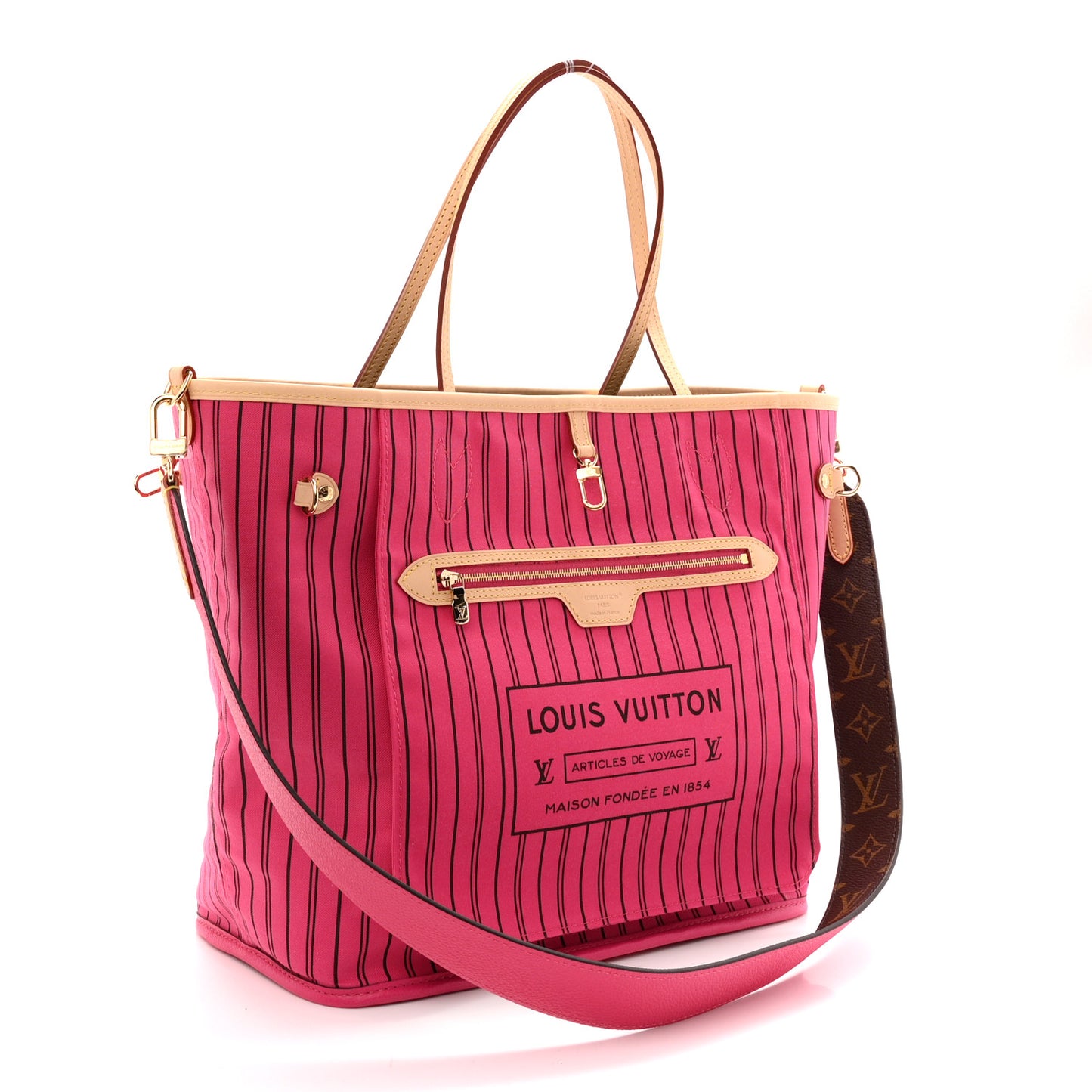 Monogram Inside Out Neverfull Bandouliere MM Rose Pondichery