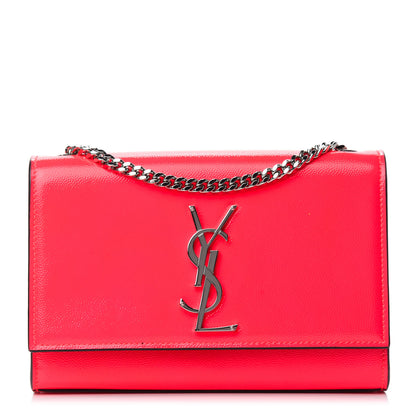 Saint Laurent Patent Grain de Poudre Small Monogram Kate Satchel Neon Pink 1 of 10