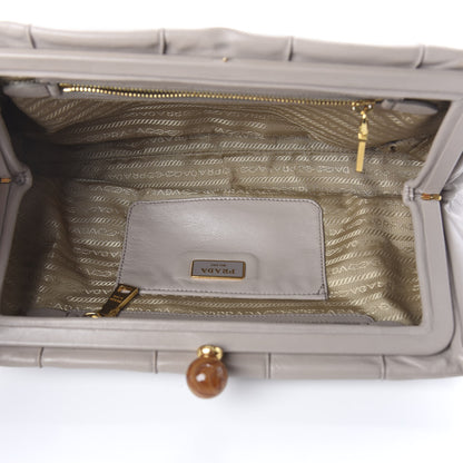 Prada Soft Calf Frame Clutch Argilla 4 of 8