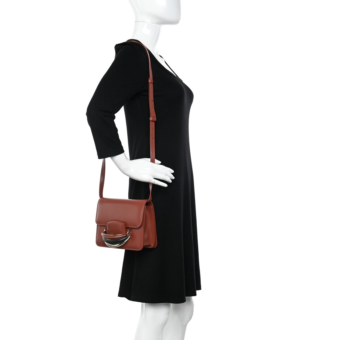 Calfskin Kattie Shoulder Bag Sepia Brown