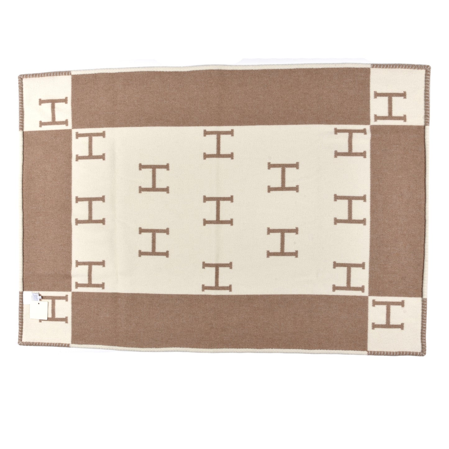 Wool Cashmere Avalon Baby Blanket Noisette Moyen White