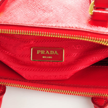 Prada Saffiano Vernice Mini Galleria Double Zip Tote Rosso 11 of 15