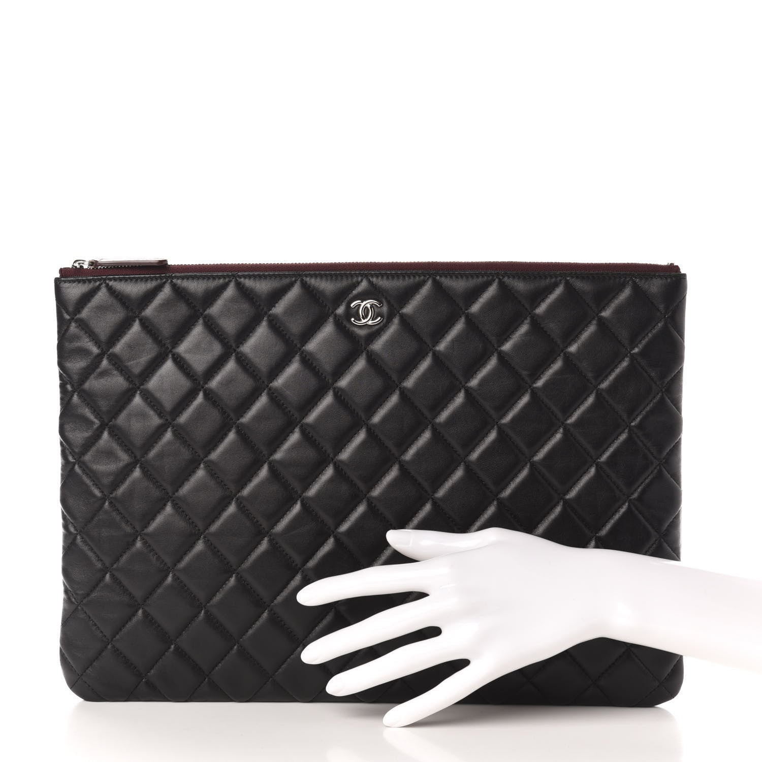 Chanel Lambskin Quilted Large Cosmetic Case Black 2 of 10