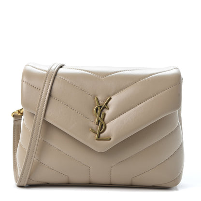 Saint Laurent Calfskin Y Quilted Monogram Toy Loulou Crossbody Bag Dark Beige 1 of 11