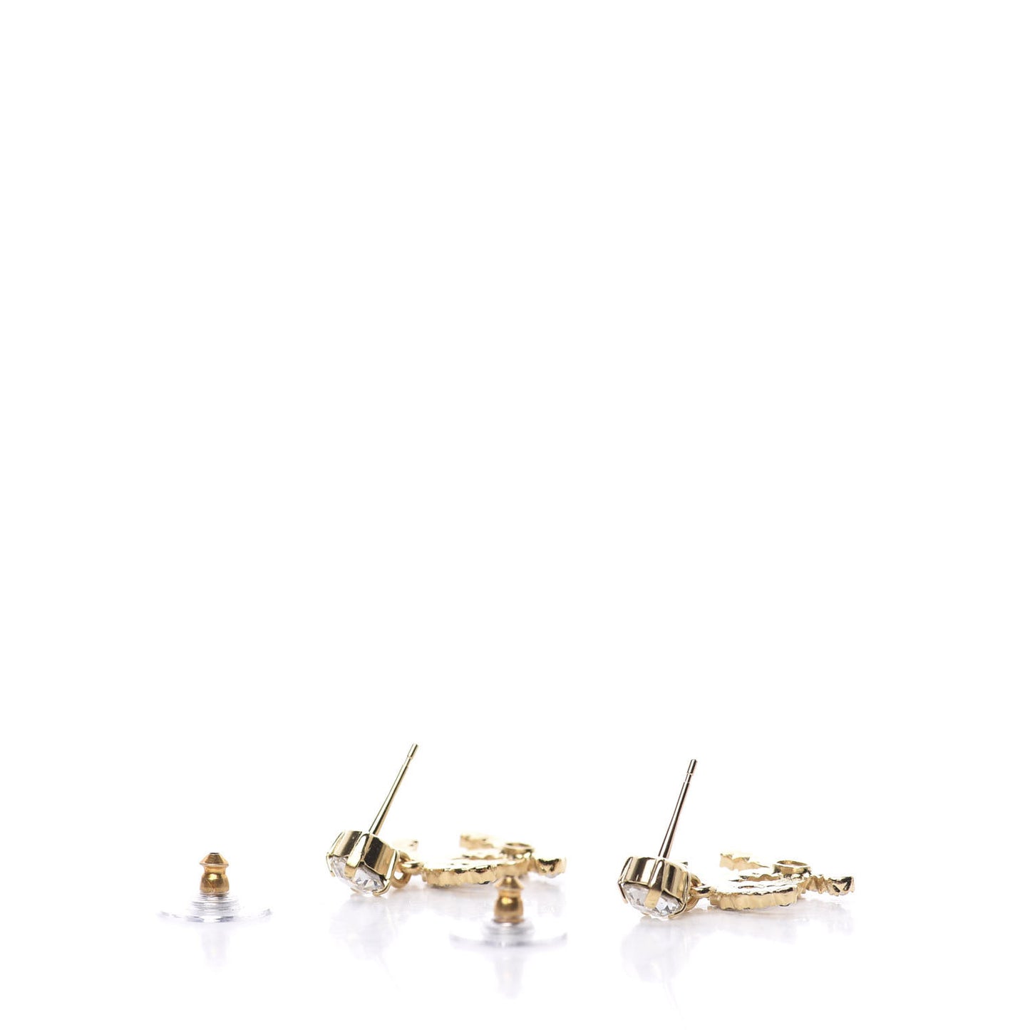 Resin Crystal Pearl CC Drop Earrings Gold Black