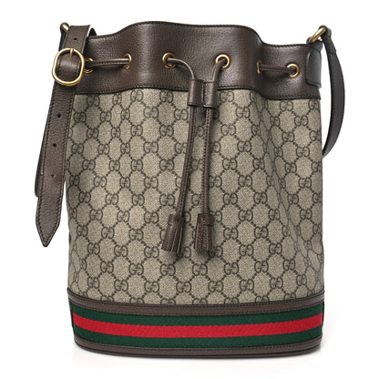 Gucci GG Supreme Monogram Web Ophidia Bucket Bag Brown 1 of 10