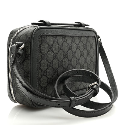 Gucci GG Supreme Monogram Textured Dollar Calfskin Small Ophidia Top Handle Shoulder Grey Black Graphite Grey 2 of 8