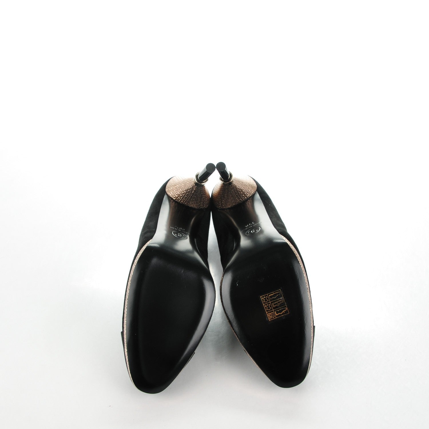 Chanel Suede Calfskin Satin Cap Toe CC Pumps 39.5 Black 5 of 7