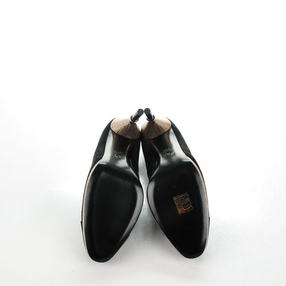 Chanel Suede Calfskin Satin Cap Toe CC Pumps 39.5 Black 5 of 7