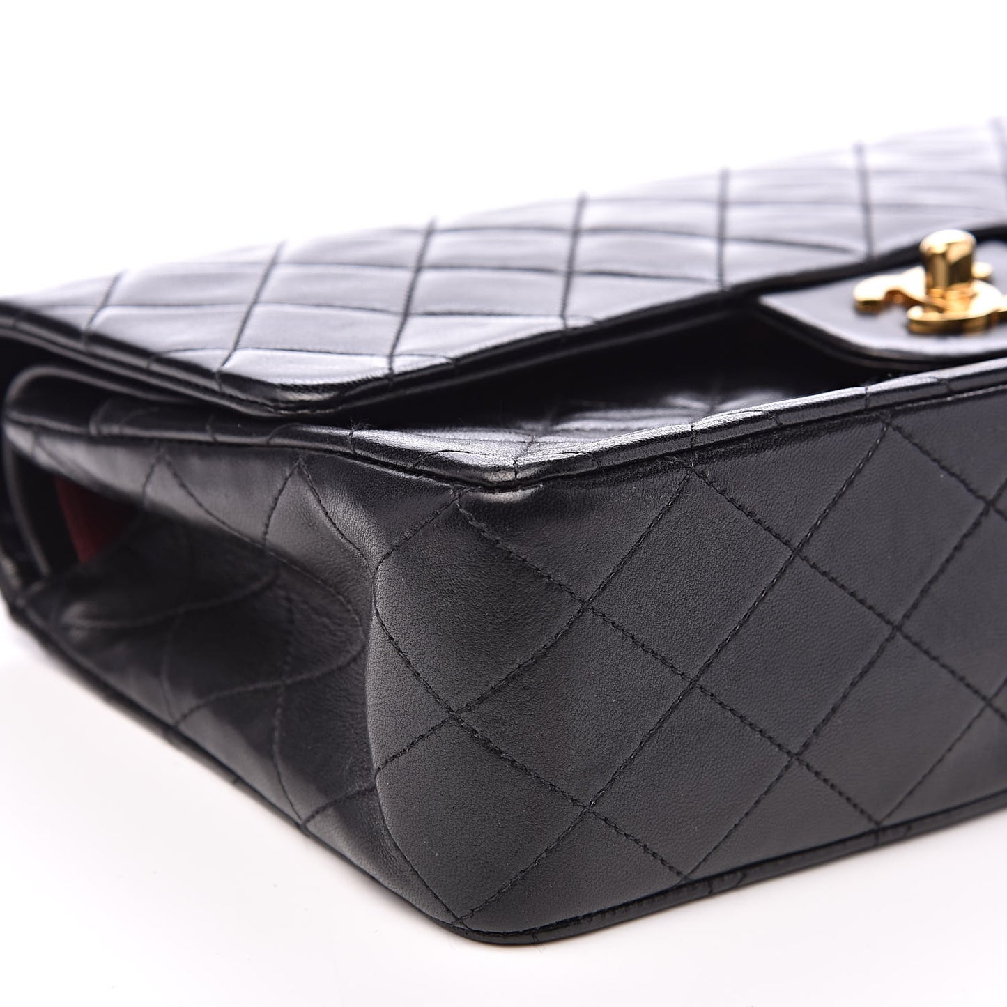 Lambskin Quilted Medium Double Flap Black