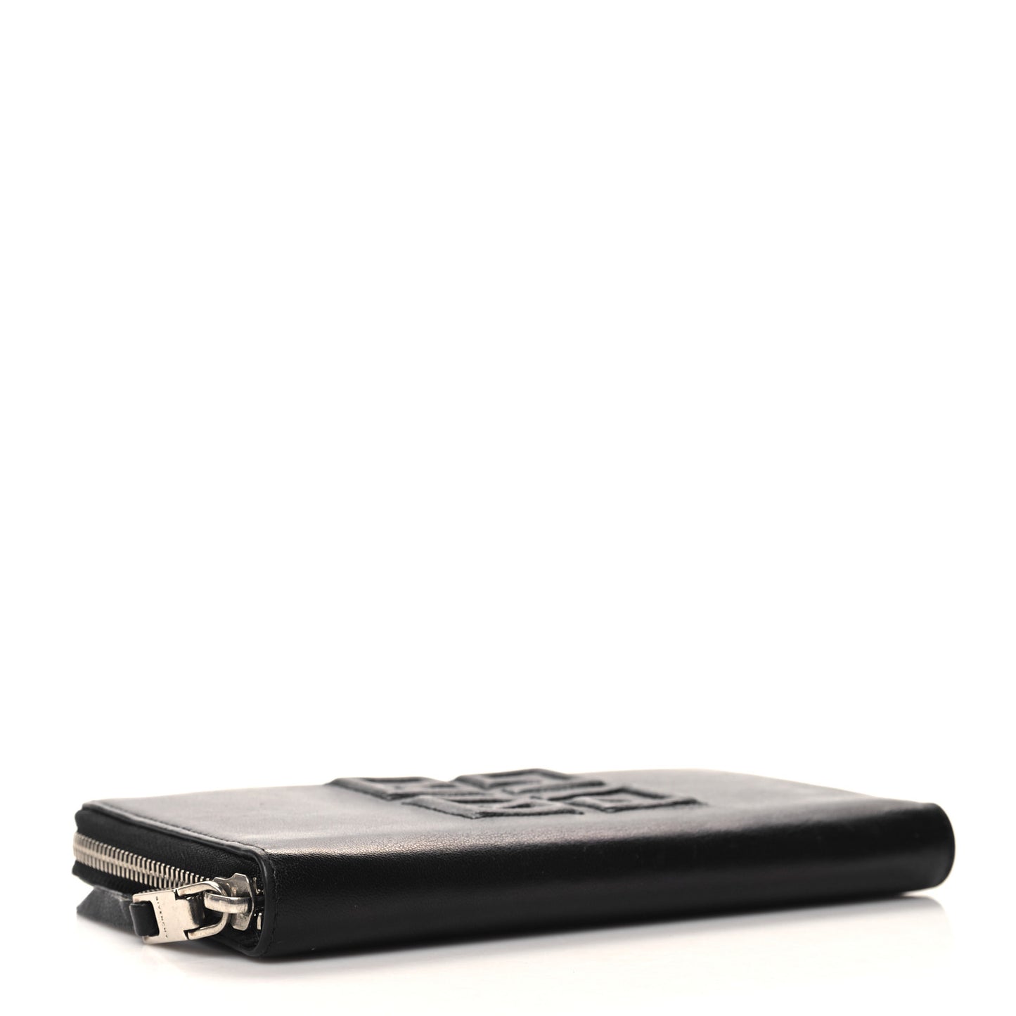 Lambskin Logo Zip Around Wallet Black