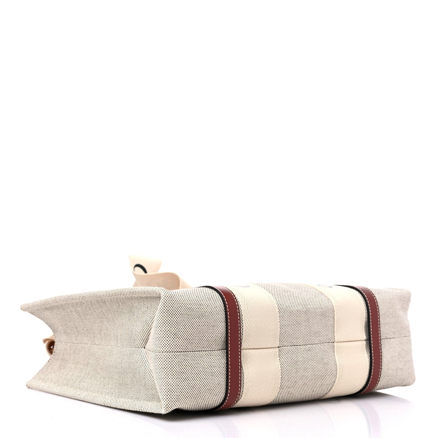 Cotton Calfskin Medium Woody Ribbon Tote White Brown