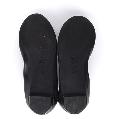 Chanel Lambskin CC Elastic Cap Toe Ballerina Flats 38 Black 7 of 12
