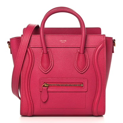 Celine Drummed Calfskin Nano Luggage Fuchsia 1 of 9