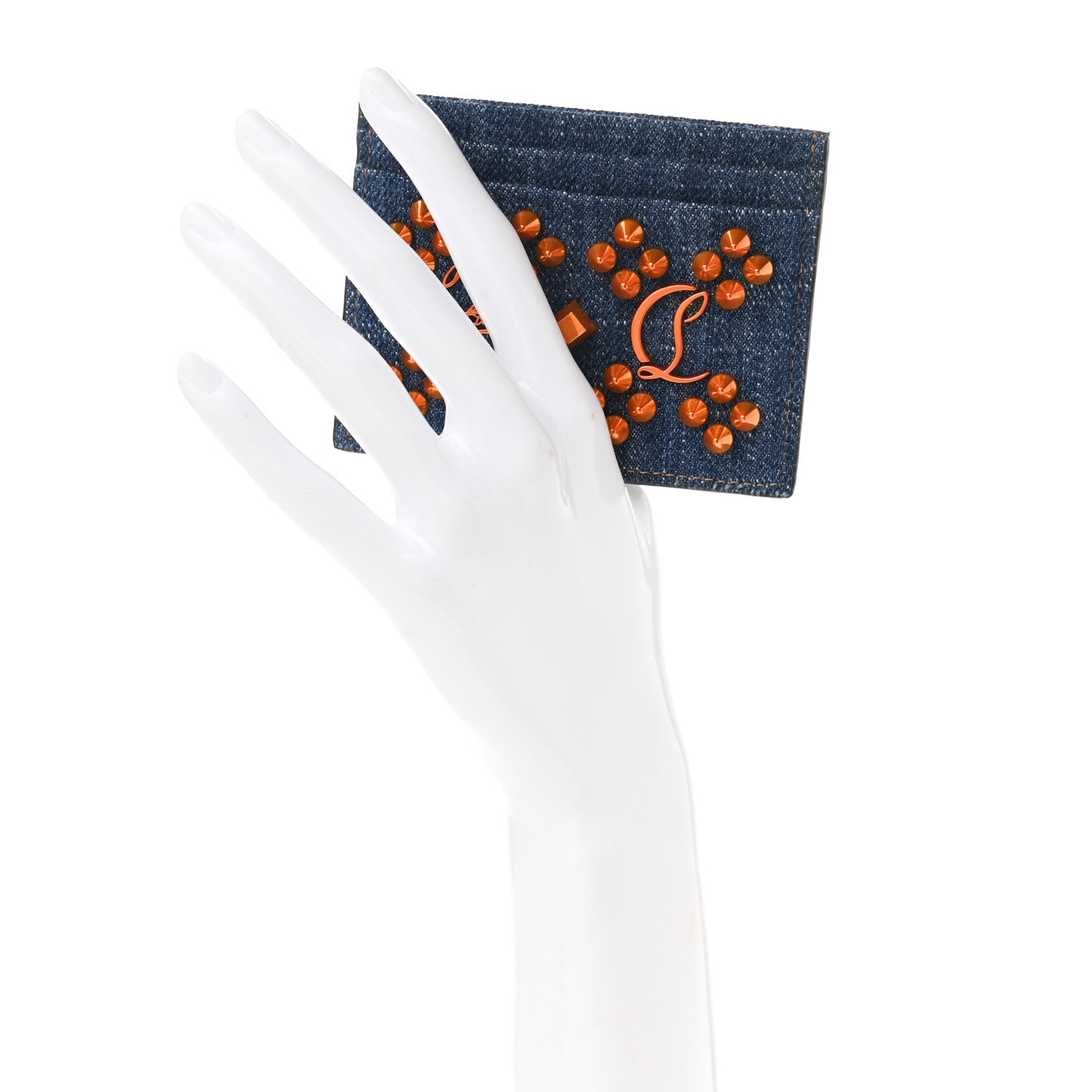 Christian Louboutin Denim Studded Card Holder Blue 2 of 6