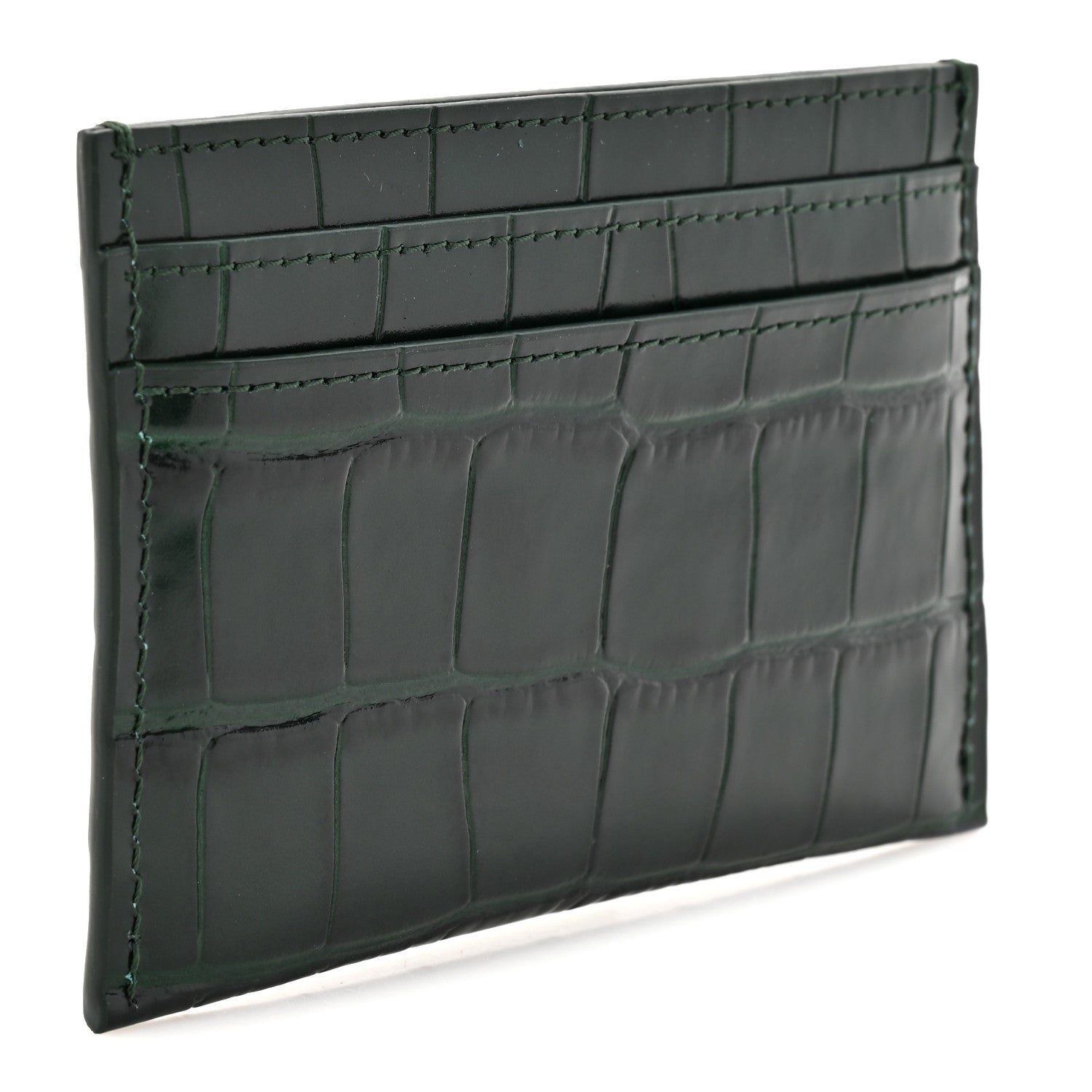 Chanel Calfskin Crocodile Embossed Crococo Card Holder Emerald 3 of 8