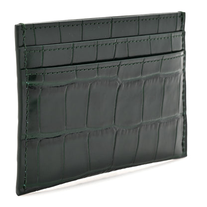 Chanel Calfskin Crocodile Embossed Crococo Card Holder Emerald 3 of 8