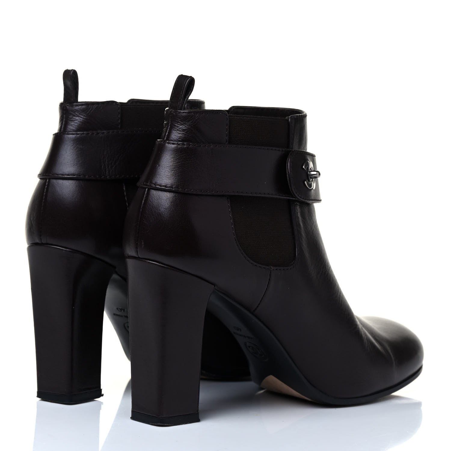 Chanel Calfskin CC Turnlock Ankle Boots 40 Brown 5 of 10
