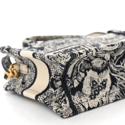 Christian Dior Canvas Embroidered Toile De Jouy Reverse Mini Book Tote With Strap Blue Multicolor 9 of 10