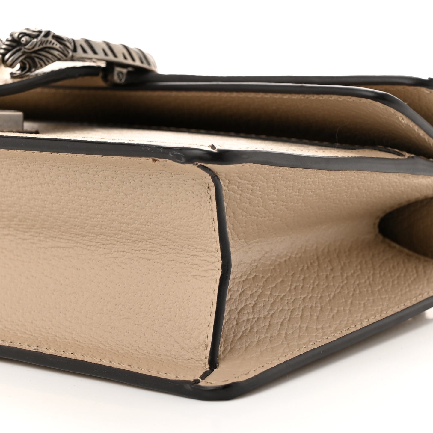 GG Supreme Monogram Textured Dollar Calfskin Small Rectangular Dionysus Shoulder Bag Beige Mystic White Oatmeal
