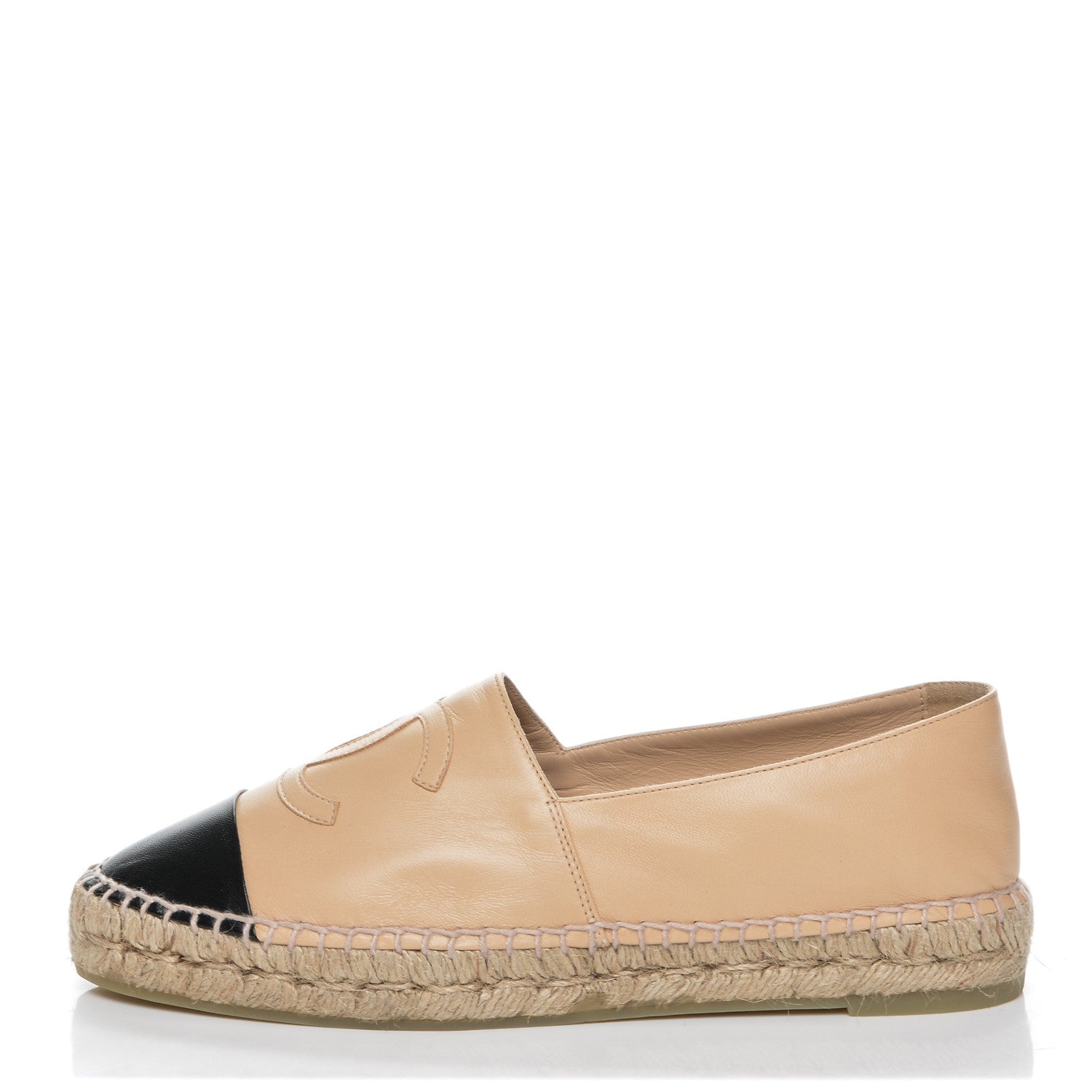 Chanel Lambskin CC Espadrilles 39 Beige Black 1 of 7