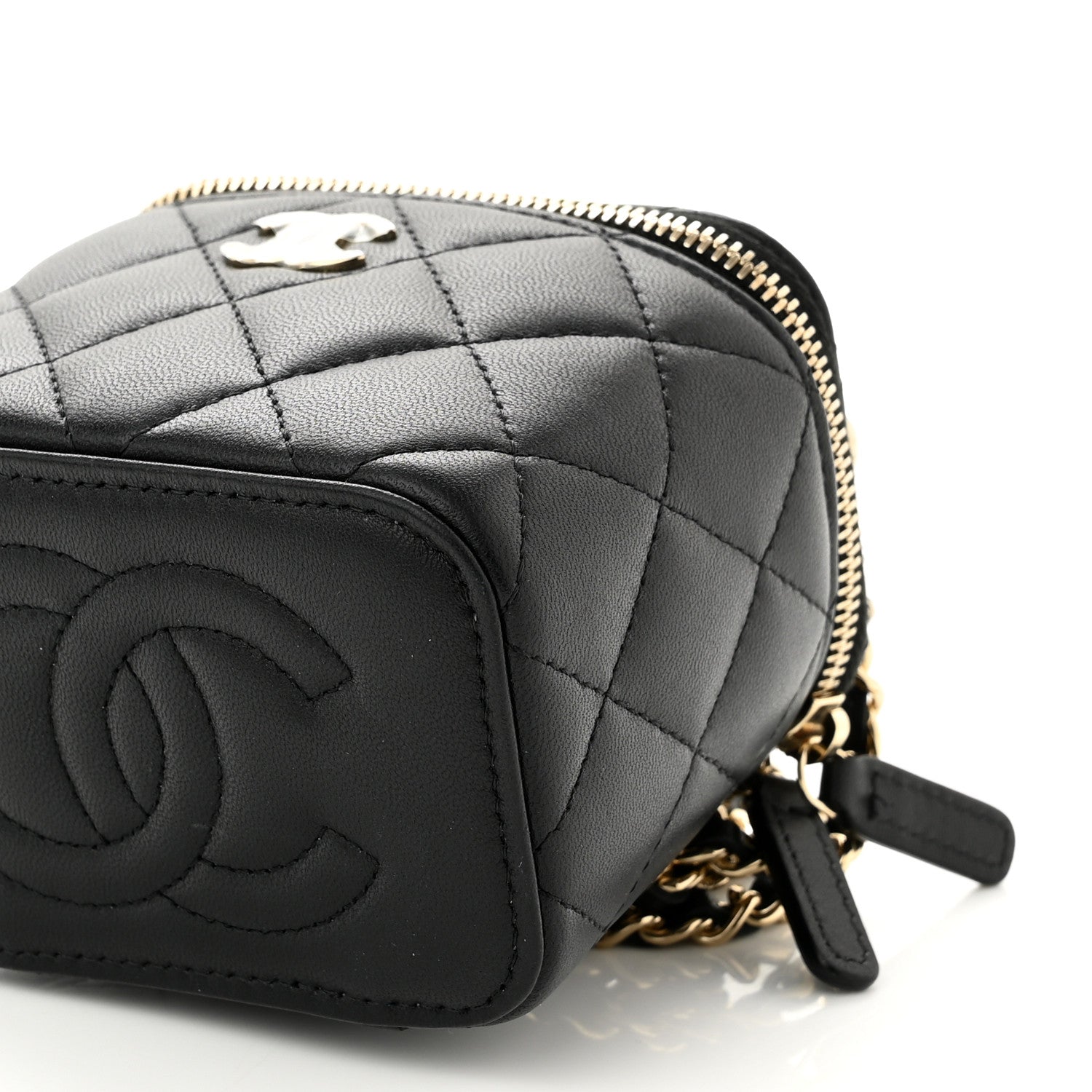 Chanel Lambskin Quilted Top Handle Mini Vanity Case With Chain Black 9 of 9