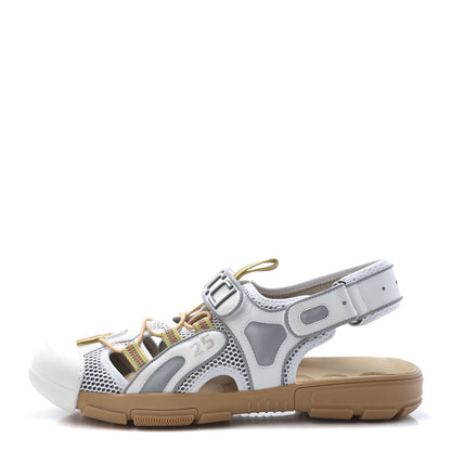 Gucci Mesh Fabric Mens Tinsel Sport Sandals 10.5 White Silver 1 of 9
