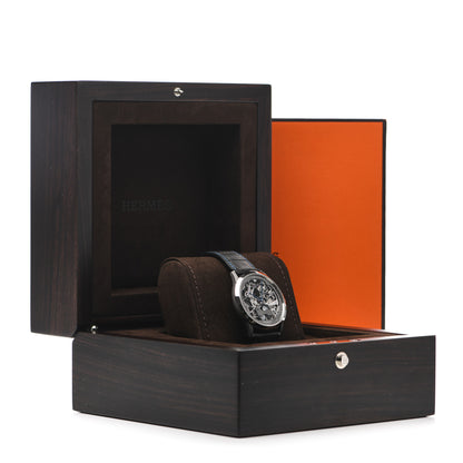 Hermes Platinum Titanium Alligator 39.5mm Slim d'Hermes Squelette Lune Automatic Watch Graphite 5 of 5