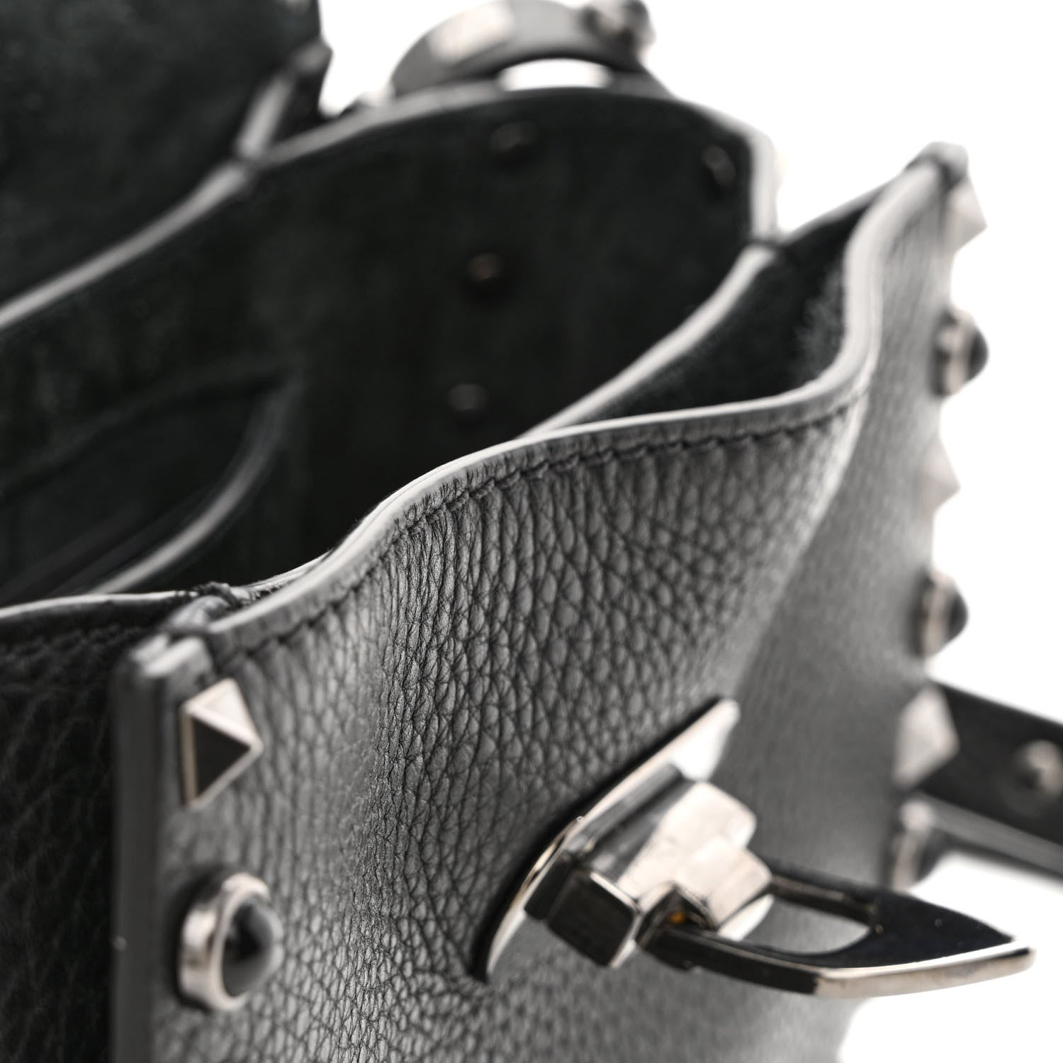Valentino Garavani Pebbled Calfskin Rockstud Rolling Flip Lock Crossbody Bag Black 13 of 13