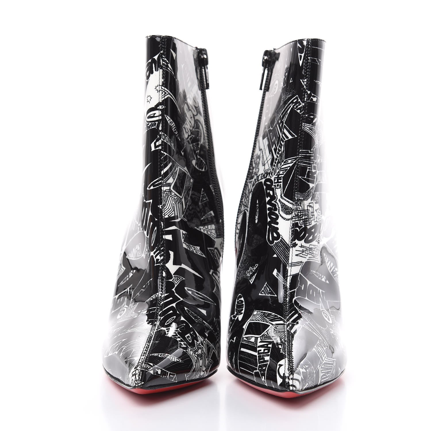 Christian Louboutin Patent Nicograf So Kate Booty 100 Ankle Boots 37.5 Black White 2 of 9