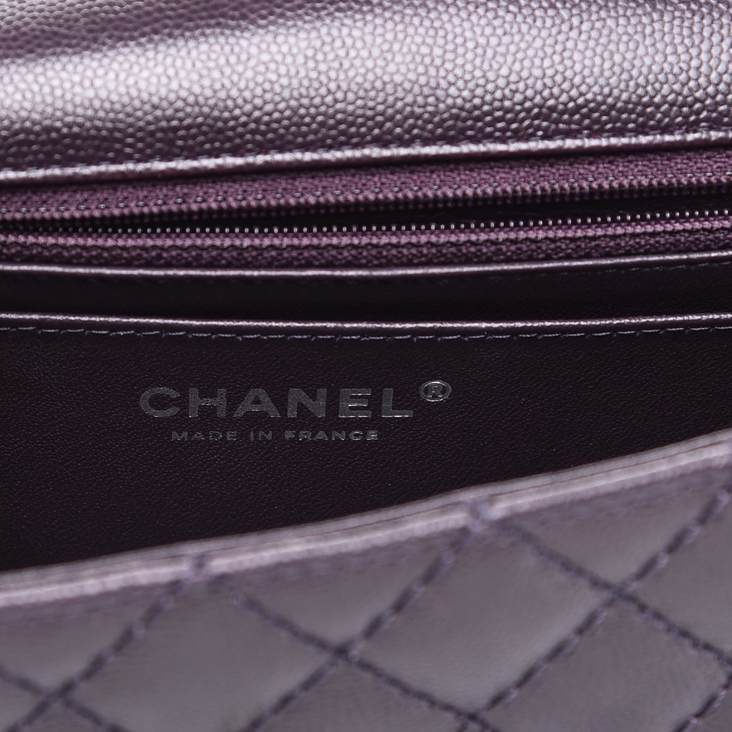 Chanel Washed Caviar Quilted Mini Rectangular Flap Dark Purple 6 of 7
