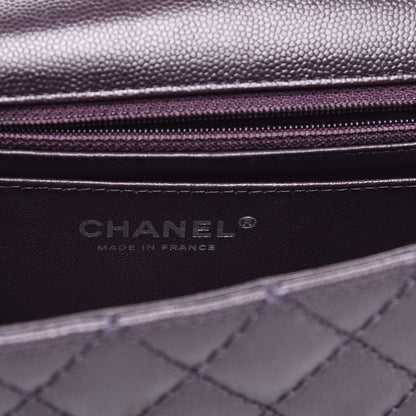 Chanel Washed Caviar Quilted Mini Rectangular Flap Dark Purple 6 of 7