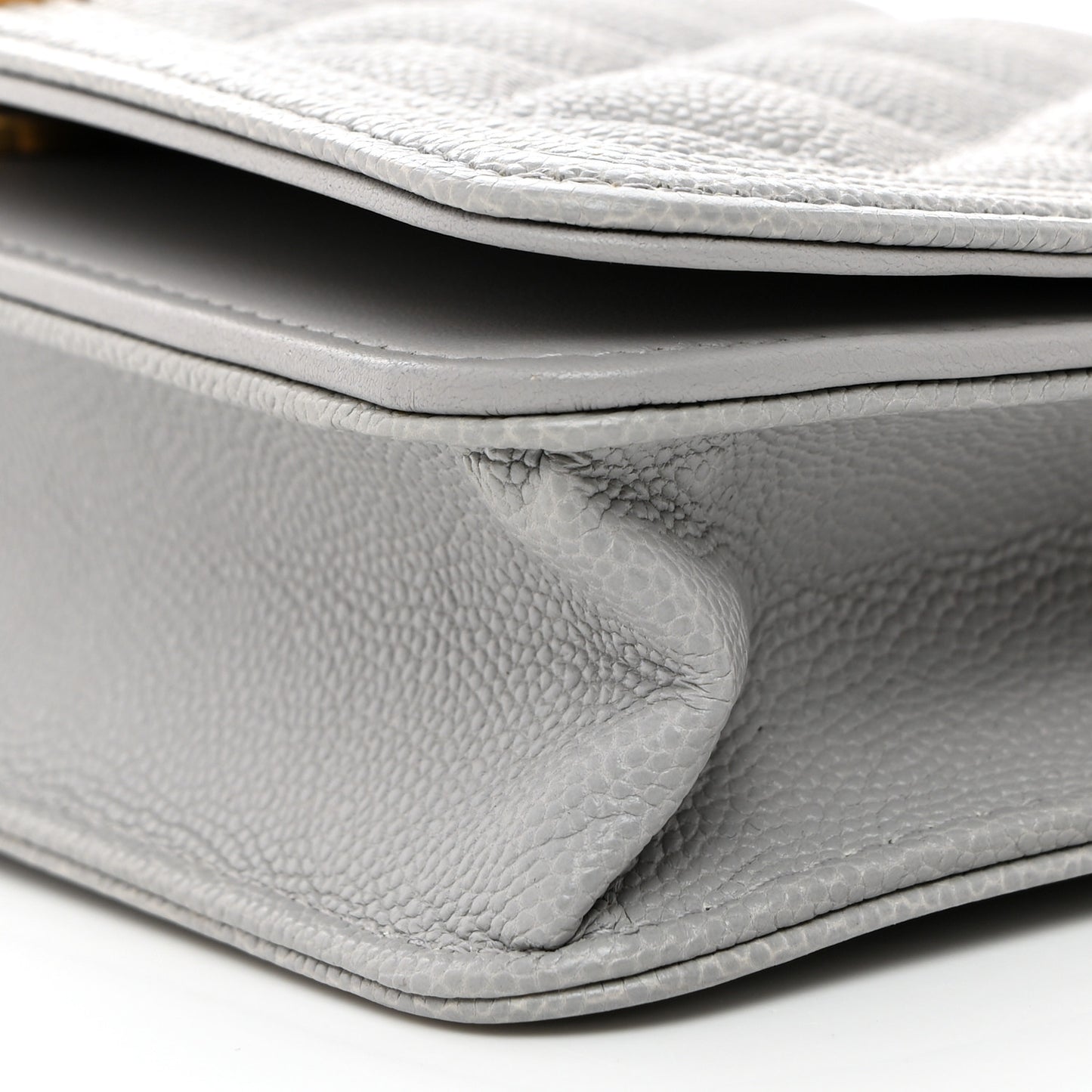 Caviar Quilted Boy Wallet On Chain WOC Grey