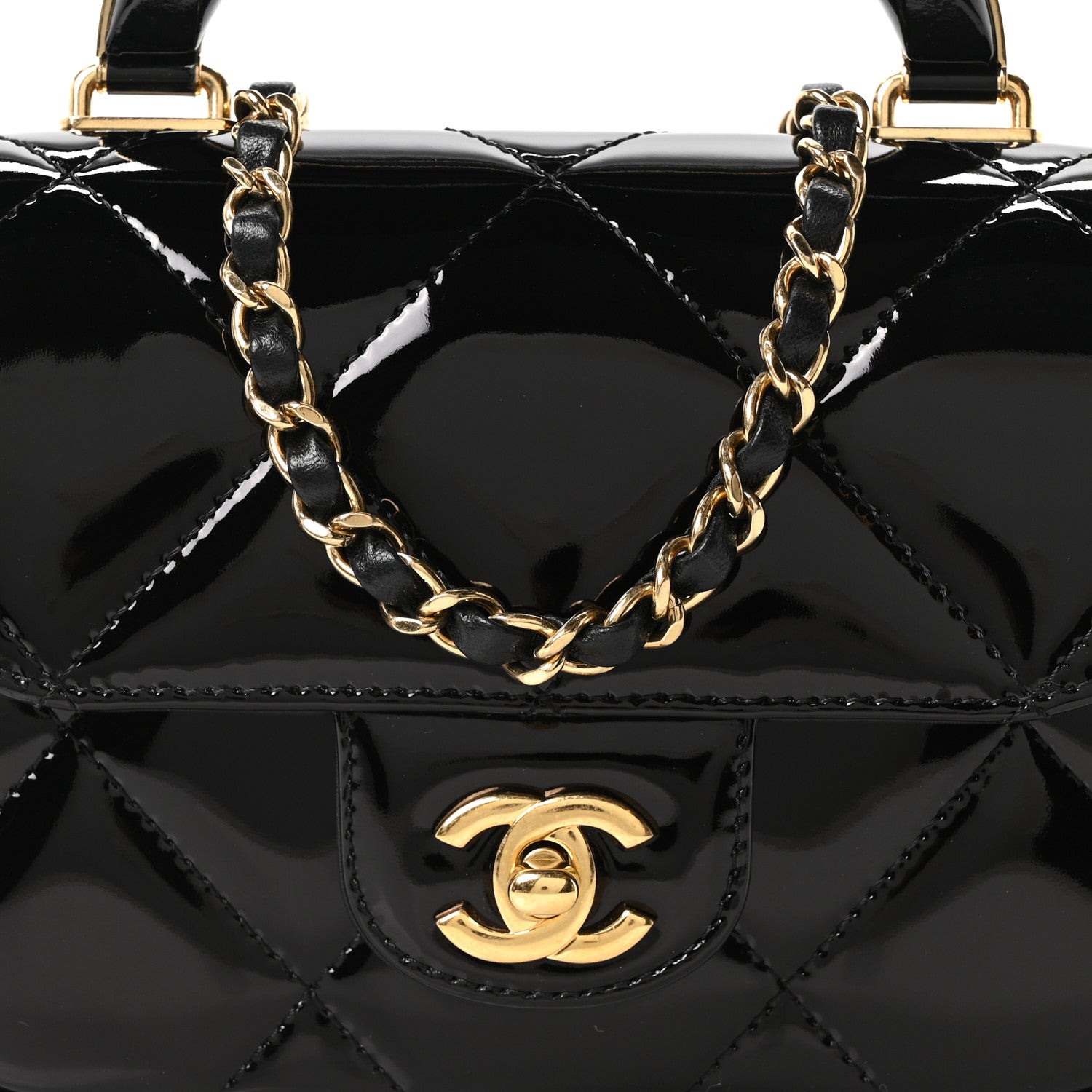 Chanel Metallic Mirror Calfskin Mini Top Handle Clutch With Chain  Black 15 of 19