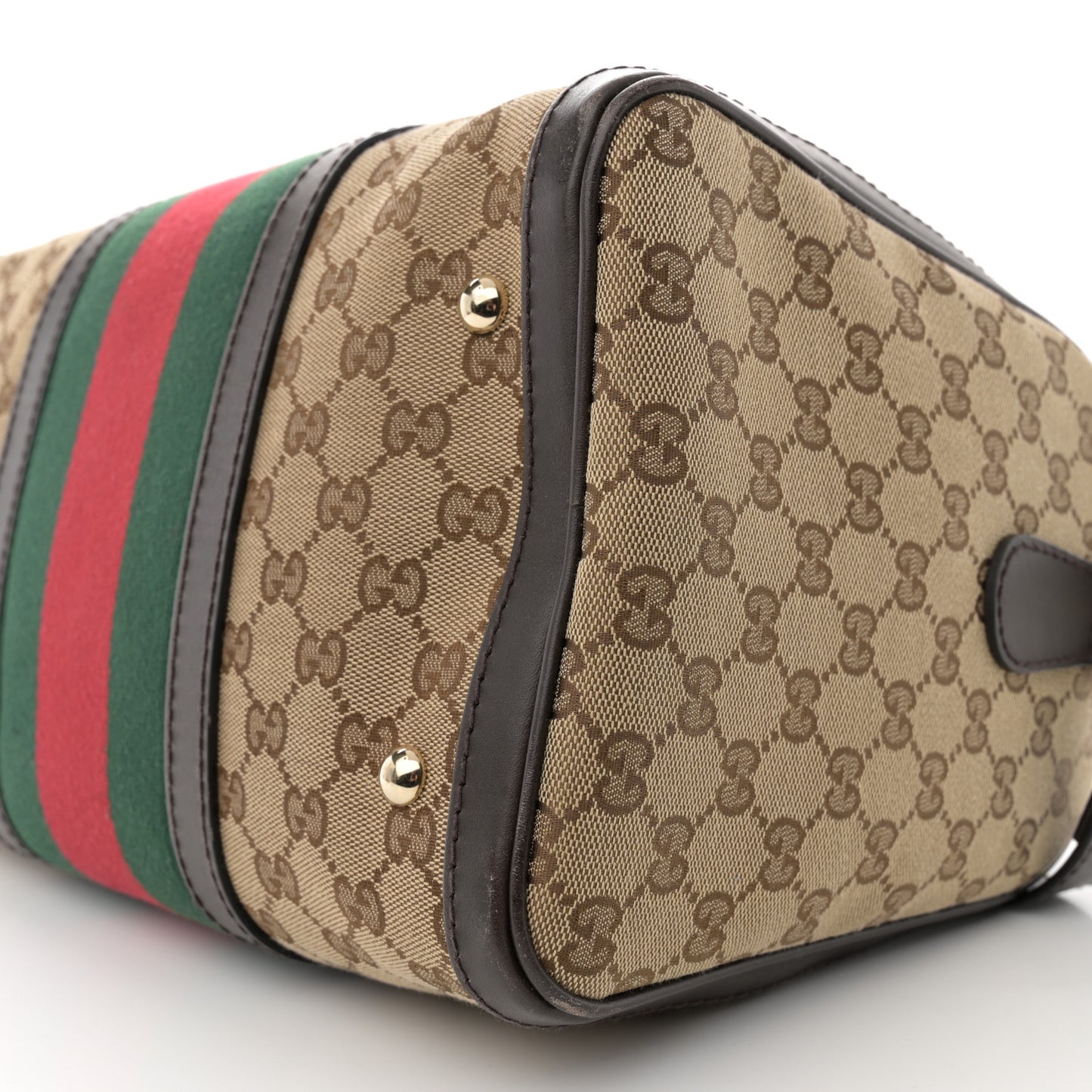 Monogram Selleria Calfskin Vintage Web Medium Boston Beige Ebony Cocoa