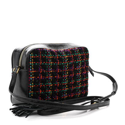 Saint Laurent Tweed Calfskin Monogram Lou Camera Bag Black 3 of 11