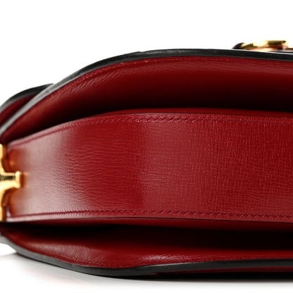 Gucci GG Supreme Monogram Azalea Calfskin Horsebit 1955 Shoulder Bag Beige Ebony New Cherry Red 9 of 13