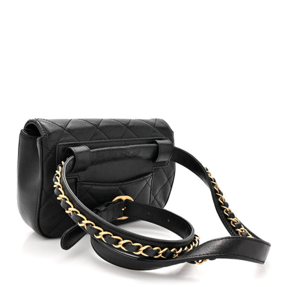Chanel Lambskin Quilted Chain Infinity Waist Belt Bag Black 3 of 10