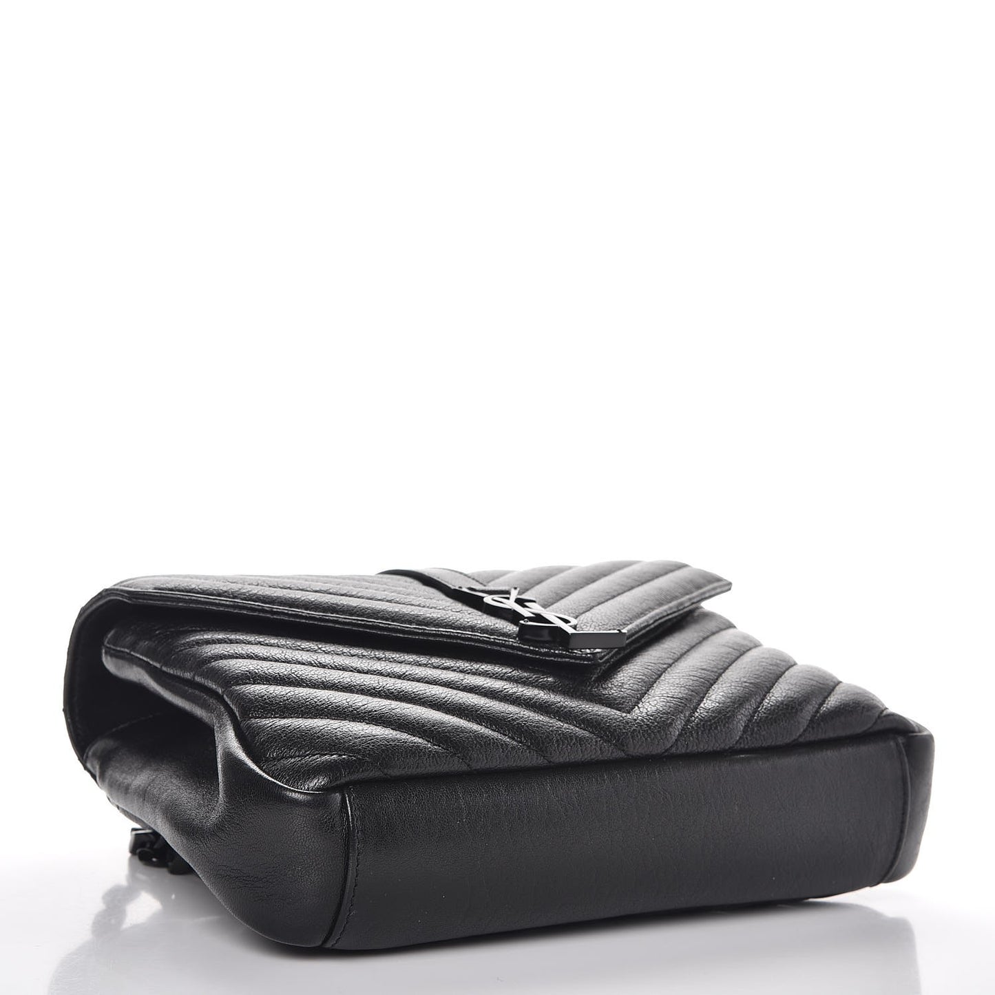 Sheepskin Matelasse Chevron Monogram Medium College Bag Black