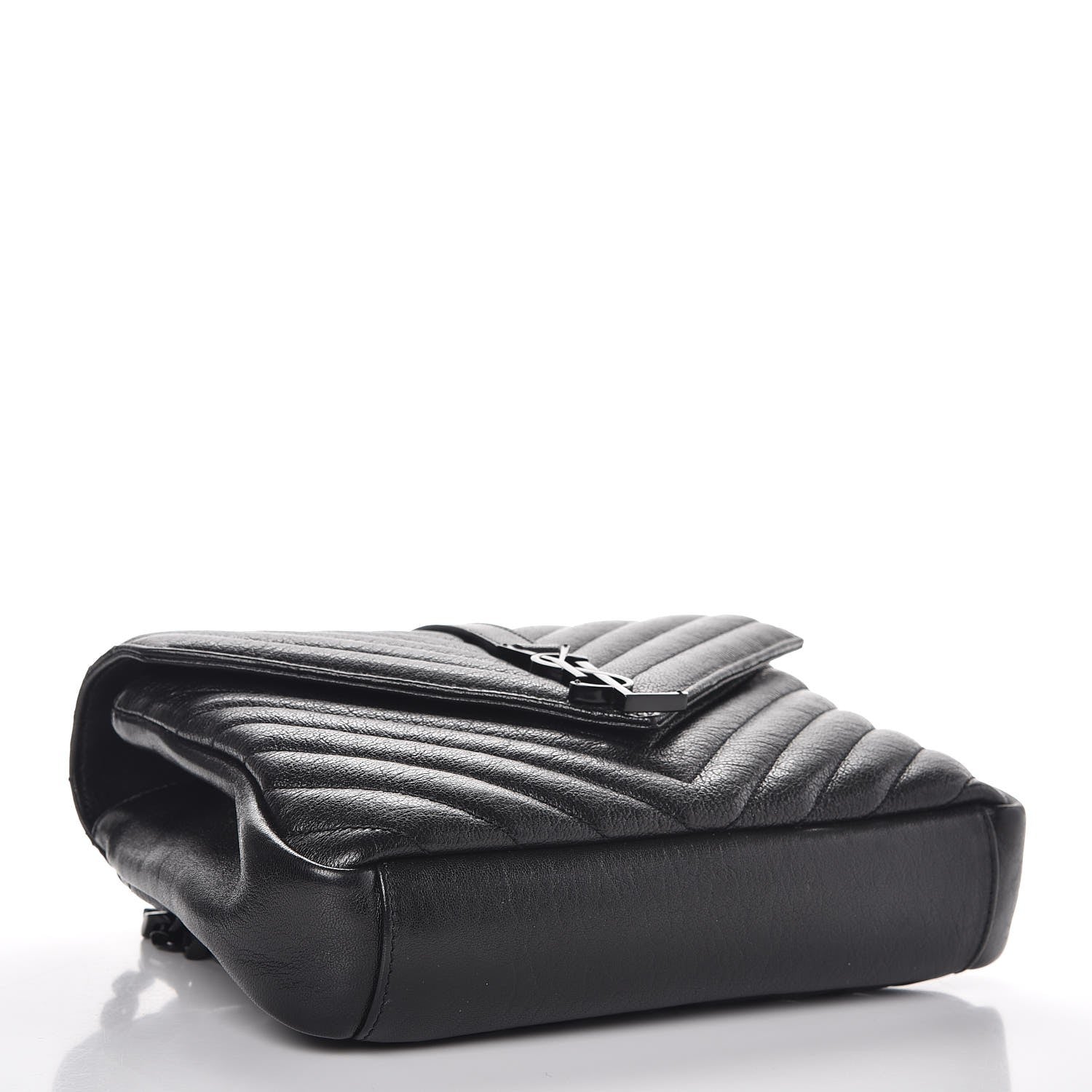 Saint Laurent Sheepskin Matelasse Chevron Monogram Medium College Bag Black 4 of 8