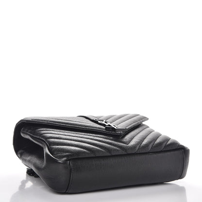 Saint Laurent Sheepskin Matelasse Chevron Monogram Medium College Bag Black 4 of 8